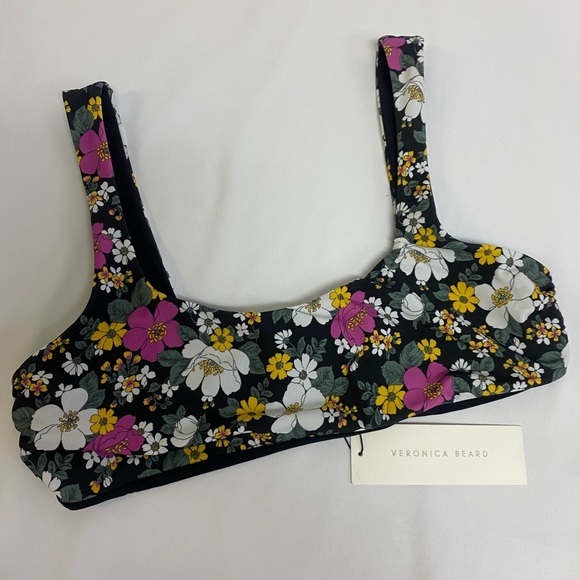Veronica Beard Bikini Top Sz XL Celeste Scoop Neck Floral Multicolor NWT - Picture 8 of 8
